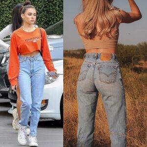 Vintage Levi’s 550 Student Orange Tab Jeans Light Wash Relaxed Fit 1995 25 27x28